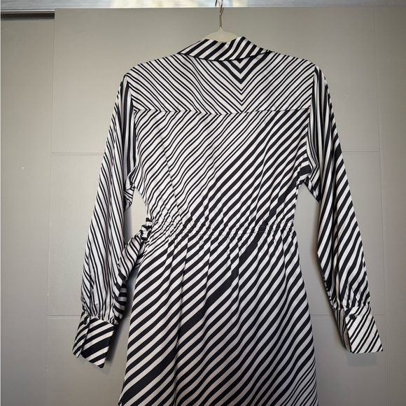 Mango Black and White Striped Long Sleeve Dress - Picture 2 of 3